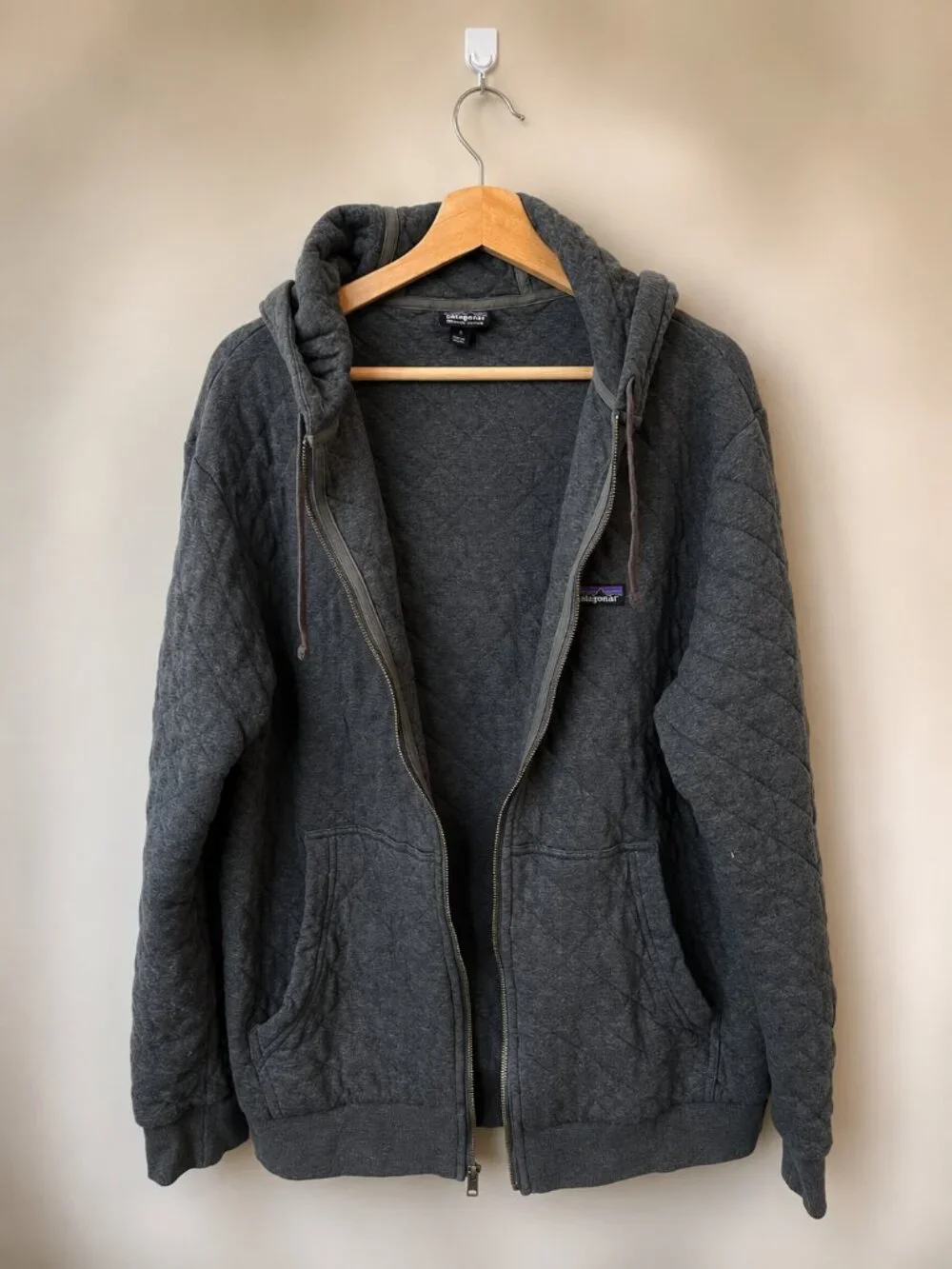 Patagonia Cotton Quilt Hoody Gray Men's M Full Zip Organic Cotton SP19